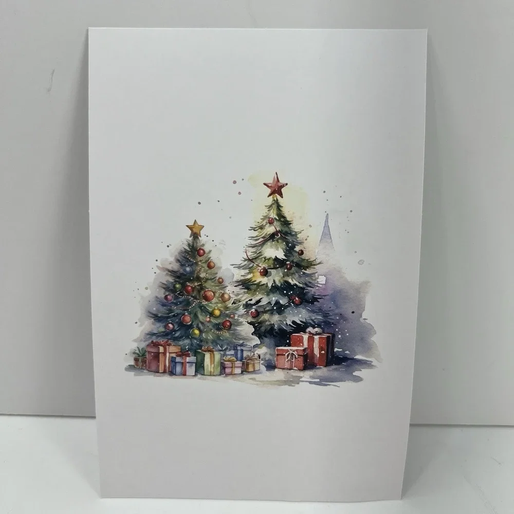 Unbranded Christmas Party Invitations 25 Pack 4x6 White New Watercolor Tree